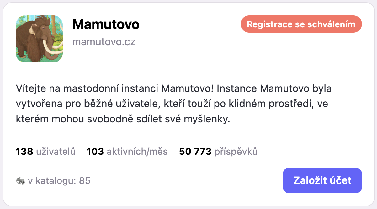 Náhled karty instance